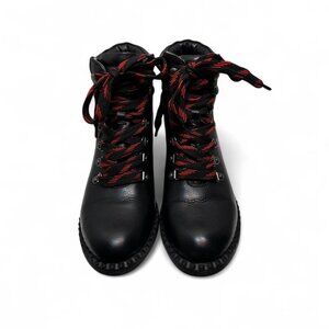 Gentle Souls by Kenneth Cole Women's Brooklyn Black Leather Lace Up Combat Boots